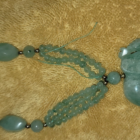 Vintage Beautiful Elephant Jade & 14k Gold  Necklace & Earrings - Picture 15 of 15